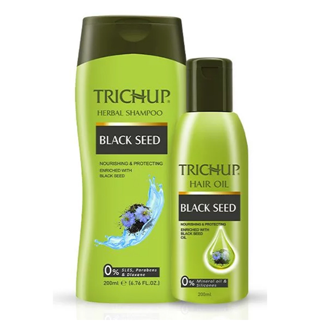 Trichup Black seed Oil & Shampoo - Helps to Prevent Premature Greying of Your Hair - Effectively Nourishes & Strengthening Your Hair and Preserve Elasticity