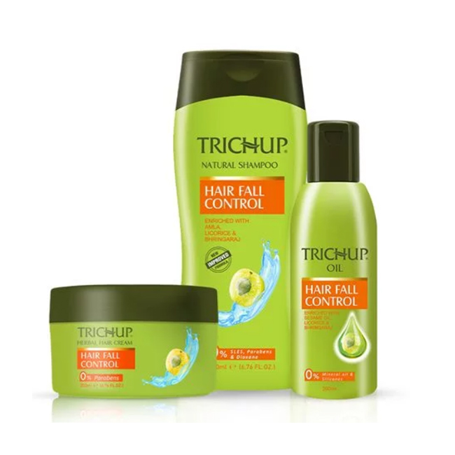 Trichup Hair Fall Control Oil, Shampoo & Cream - Enriched with Amla & Bhringraj - Helps to Prevent Premature Falling of Hair & Strengthens Your Hair Follicles