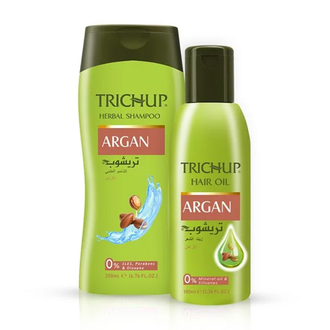 Trichup Argan Oil & Shampoo Kit - Blends with Moroccan Argan Oil - Helps Reduce Frizz From Your Hair & Boosts Shine
