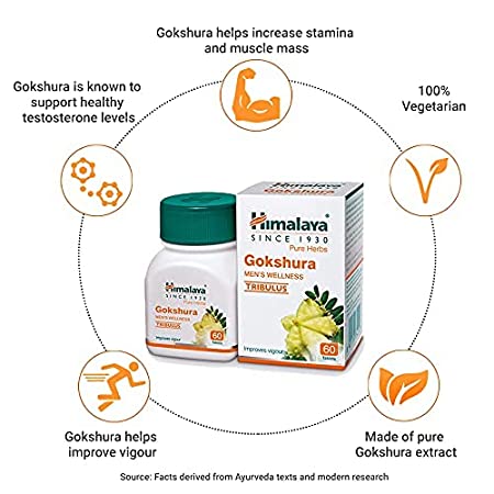 Gokshura Tribulus Pure Herbs Tablet Himalaya Wellness Improves Vitality Men's - Image 2
